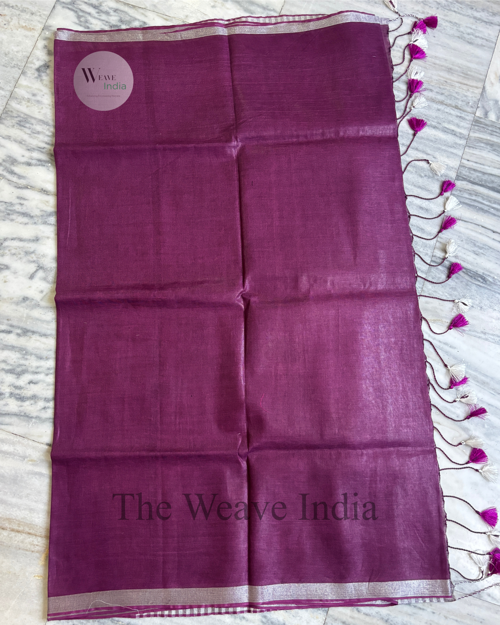 Magenta Pure Linen Saree