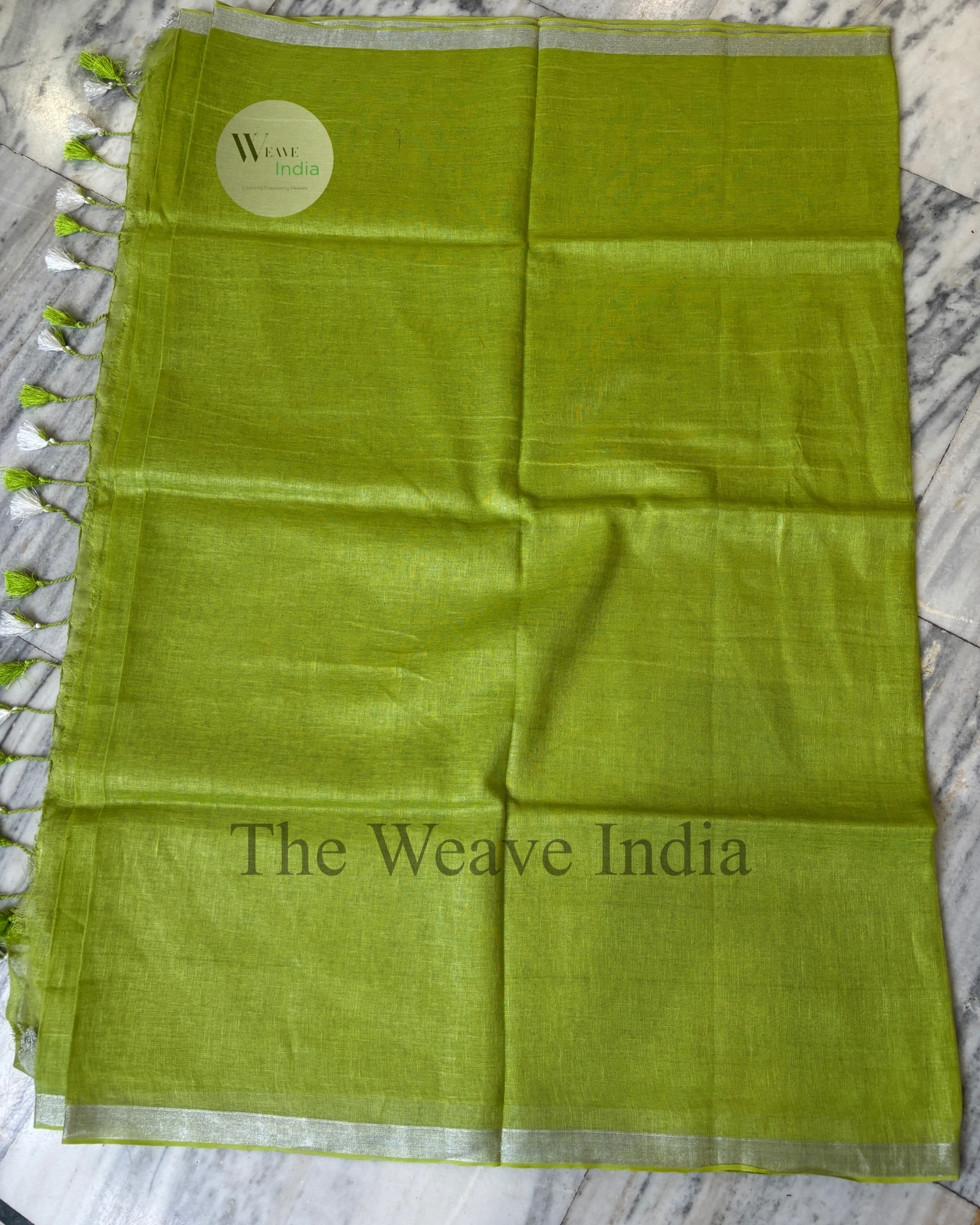 Mint Green Pure Linen Saree