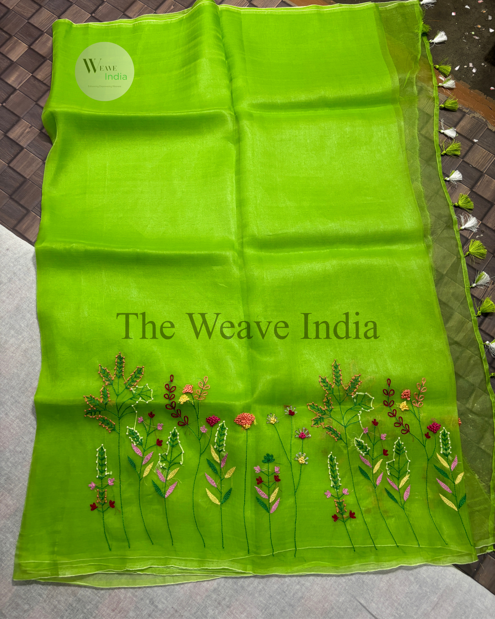 Lush Elegance Green Organza Saree