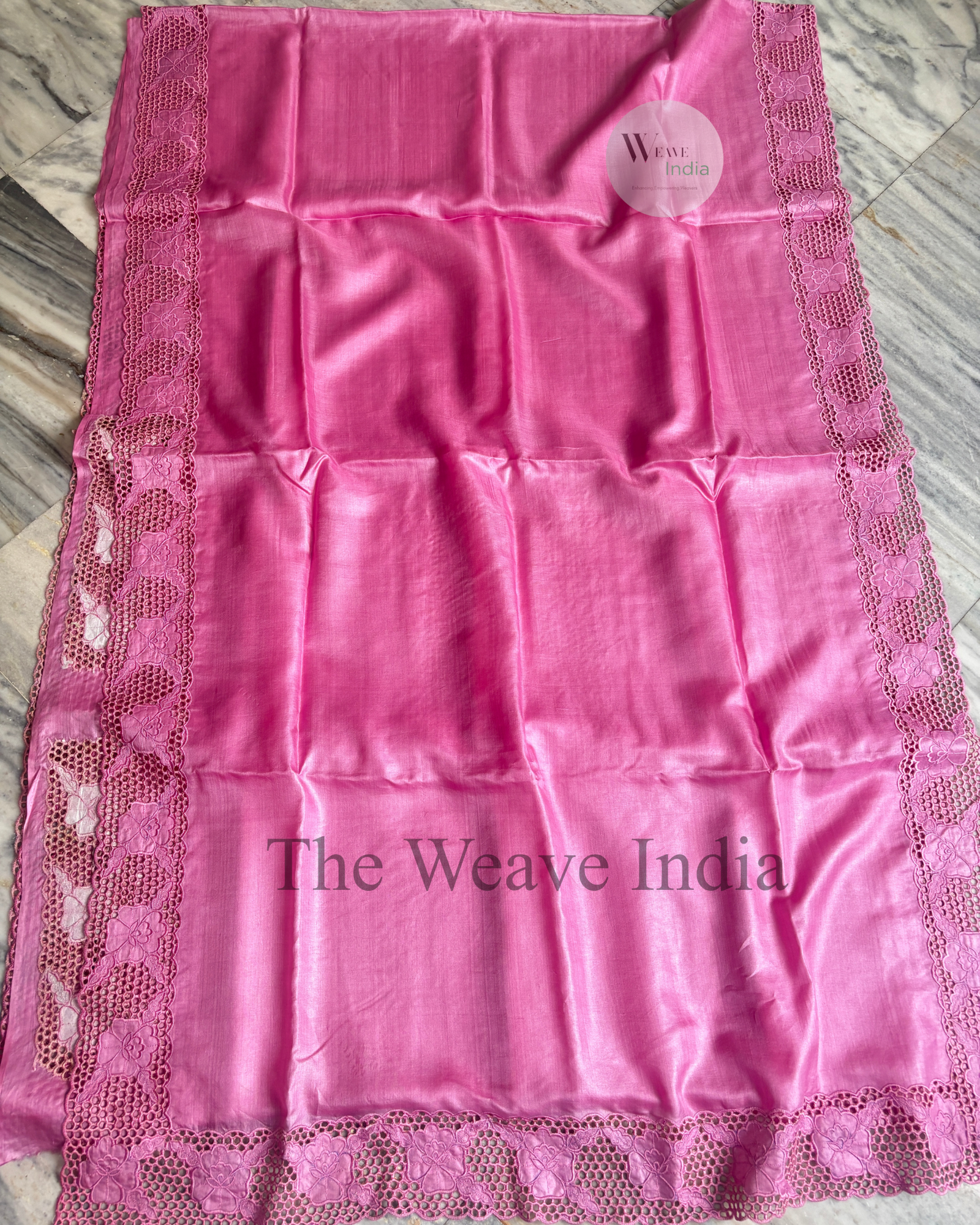 Rose Aura Silkmark Tussar Cutwork Saree
