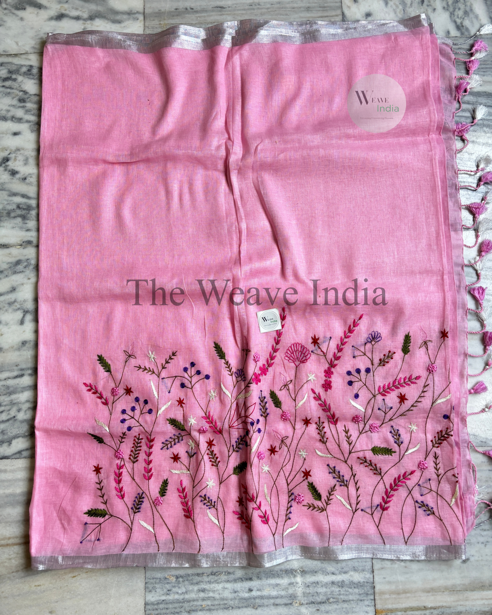 Noor-e-Gulabi Knot Linen Saree
