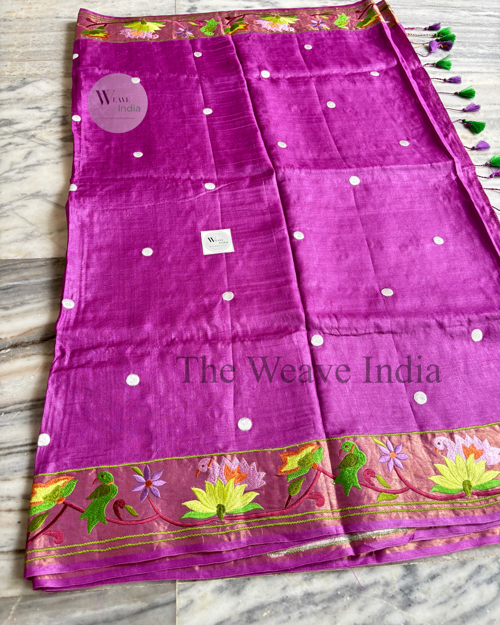 Lavender Love – Silk Mark Certified Tussar Paithani Saree