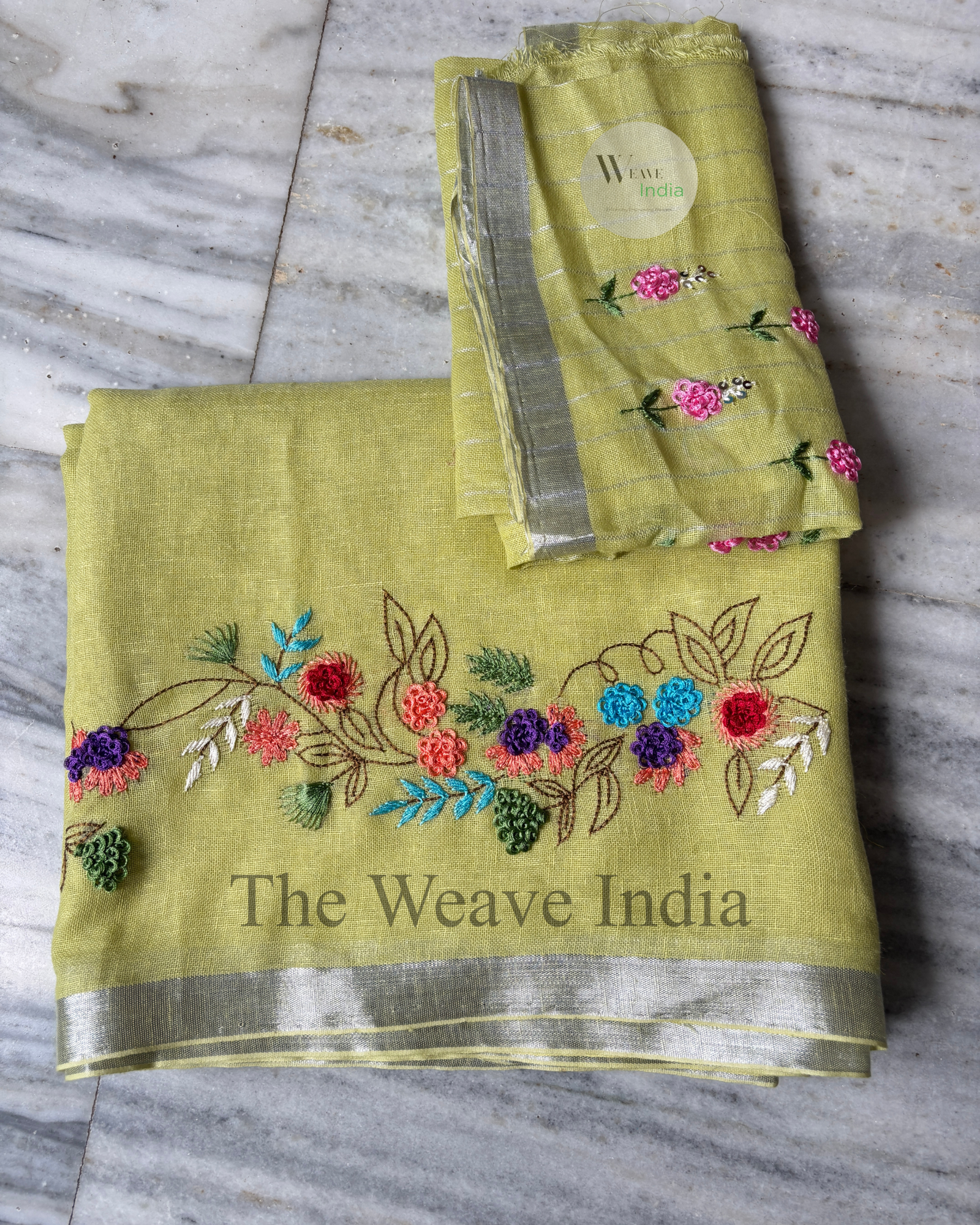 Nimbu Noor Knot Linen Saree