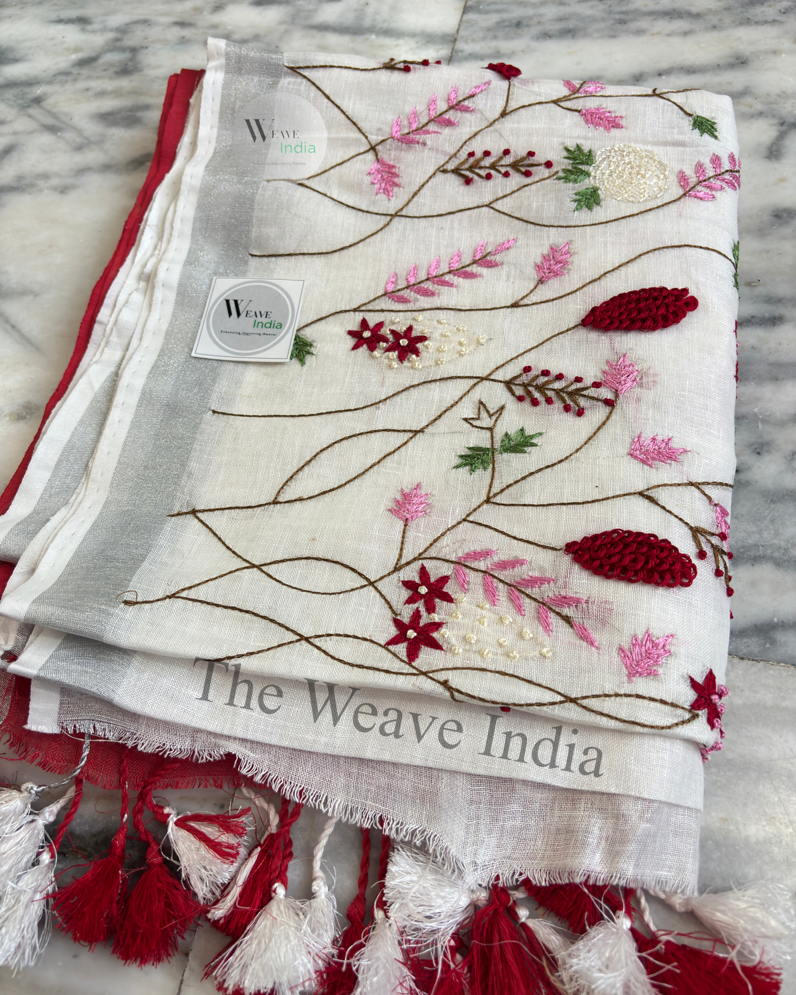Laal-Noor Linen Knot Saree