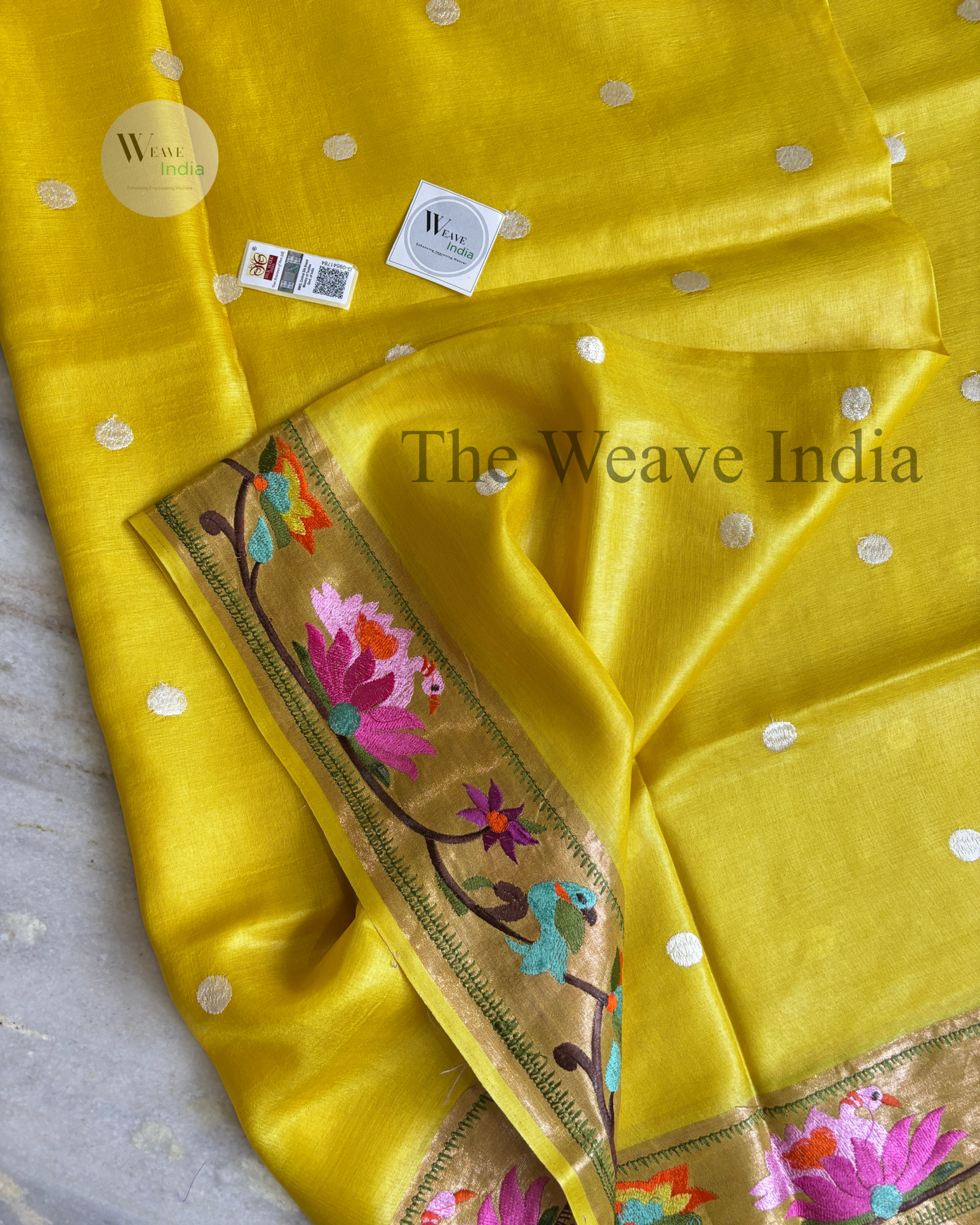 Radiant Yellow – Pure Tussar Paithani Saree