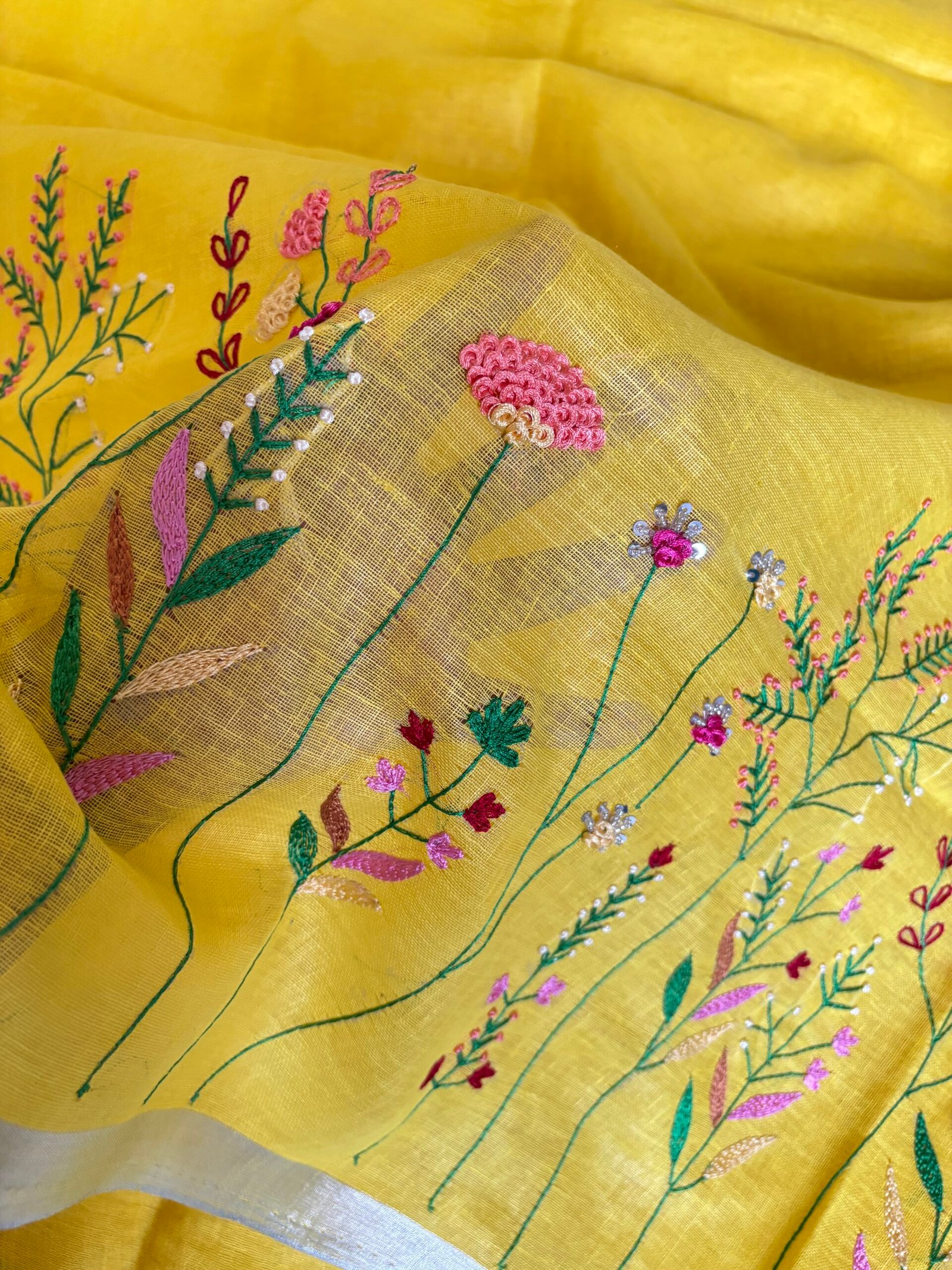 Sunshine Linen Knot Saree