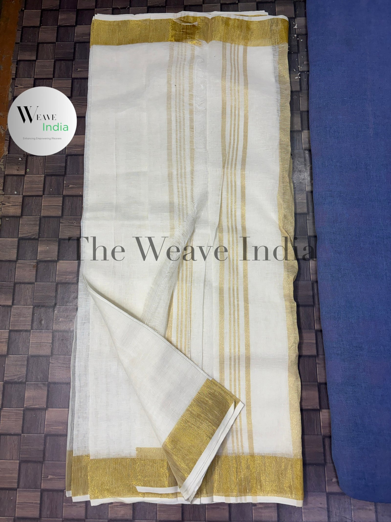 Onam Special Pure Linen Saree - Image 2