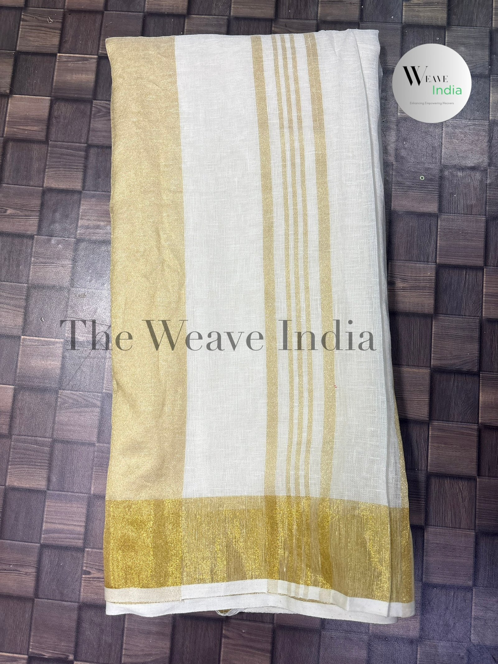 Onam Special Pure Linen Saree - Image 3