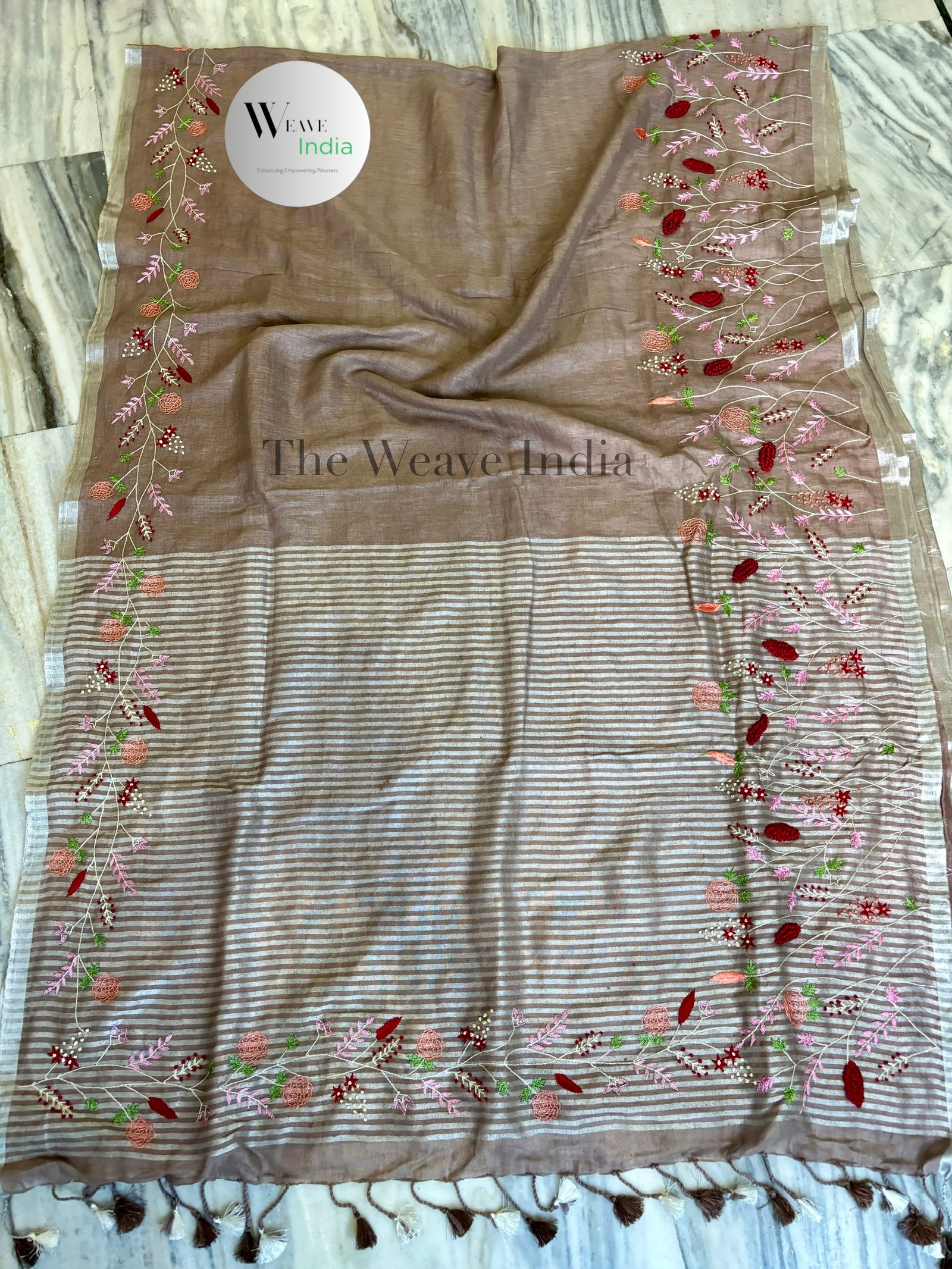 Earth Bloom Handcrafted Linen Saree