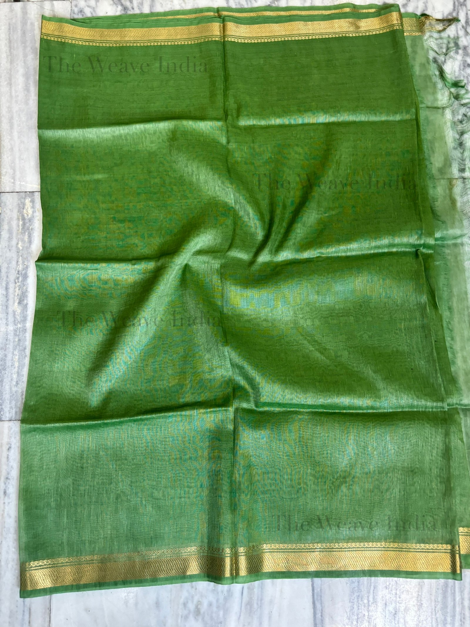 Olive Pure Linen Silk Saree