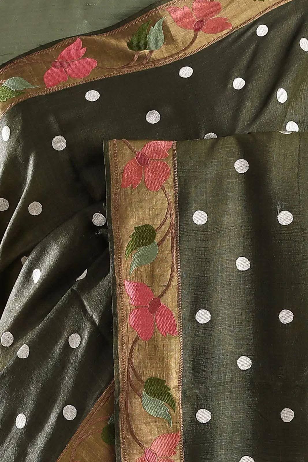 Charcoal Royale - Pure Tussar Paithani Saree