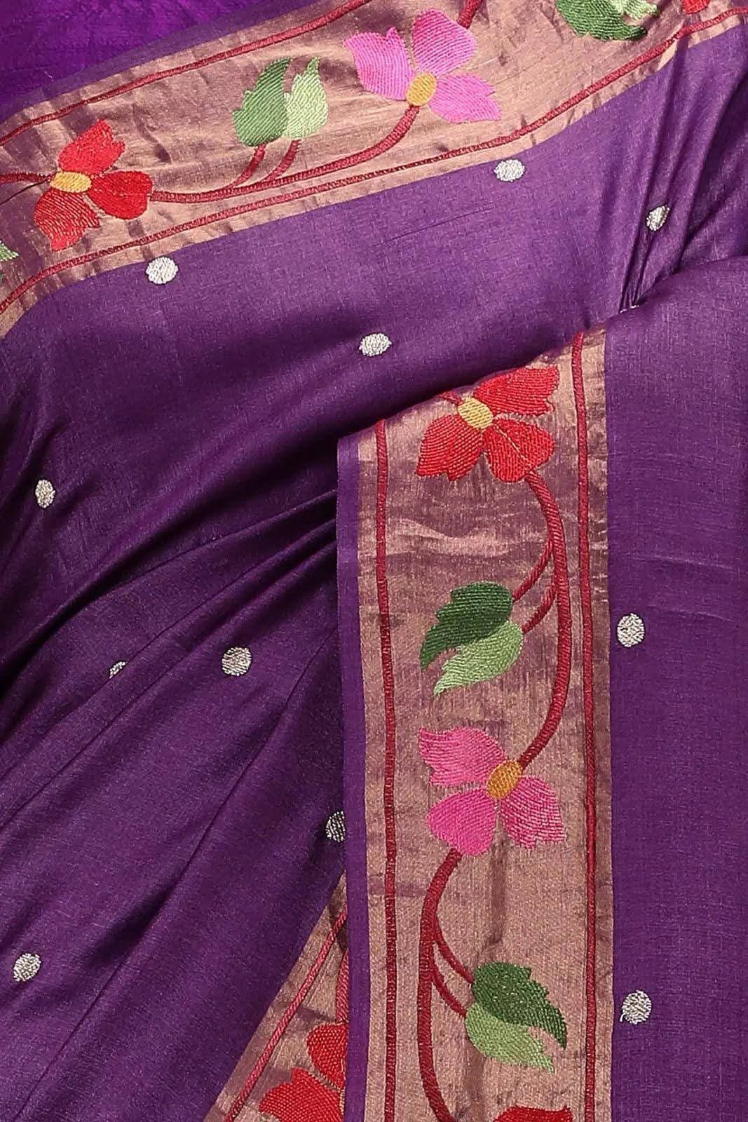 Purple Royale - Pure Tussar Paithani Saree