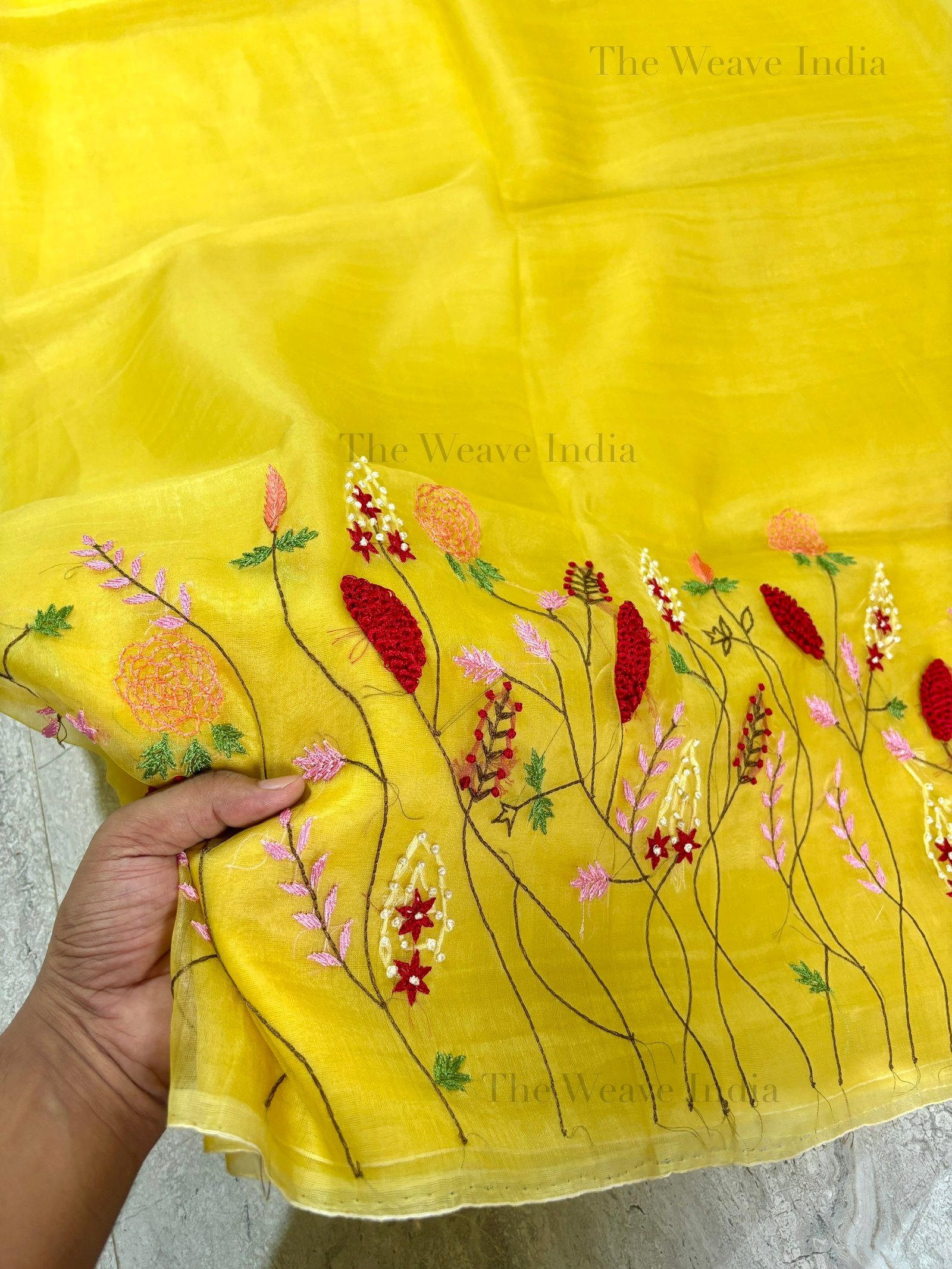 Butter-Yellow Pure Organza Silk Saree