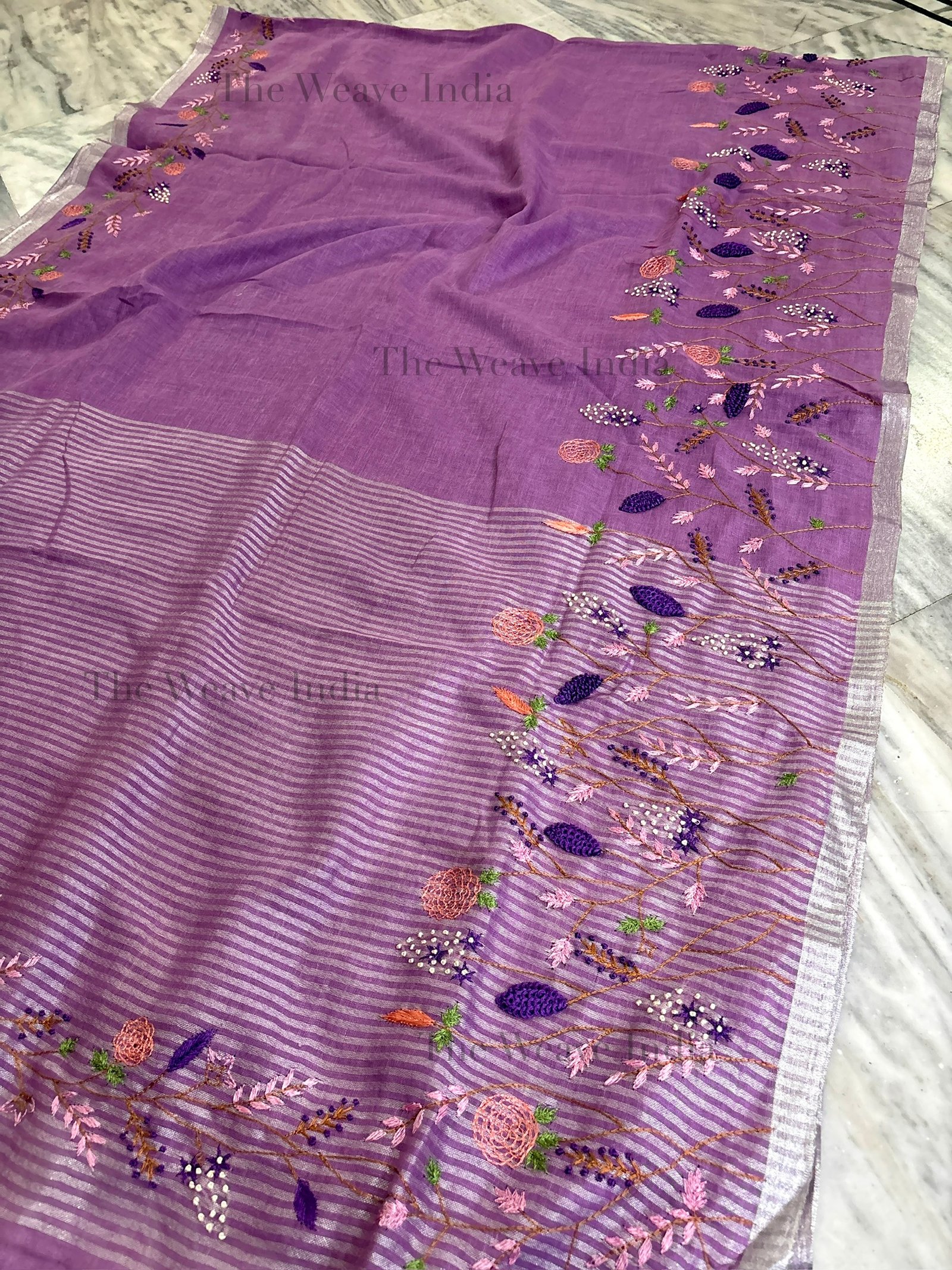 Orchid Bloom Linen Knot Saree