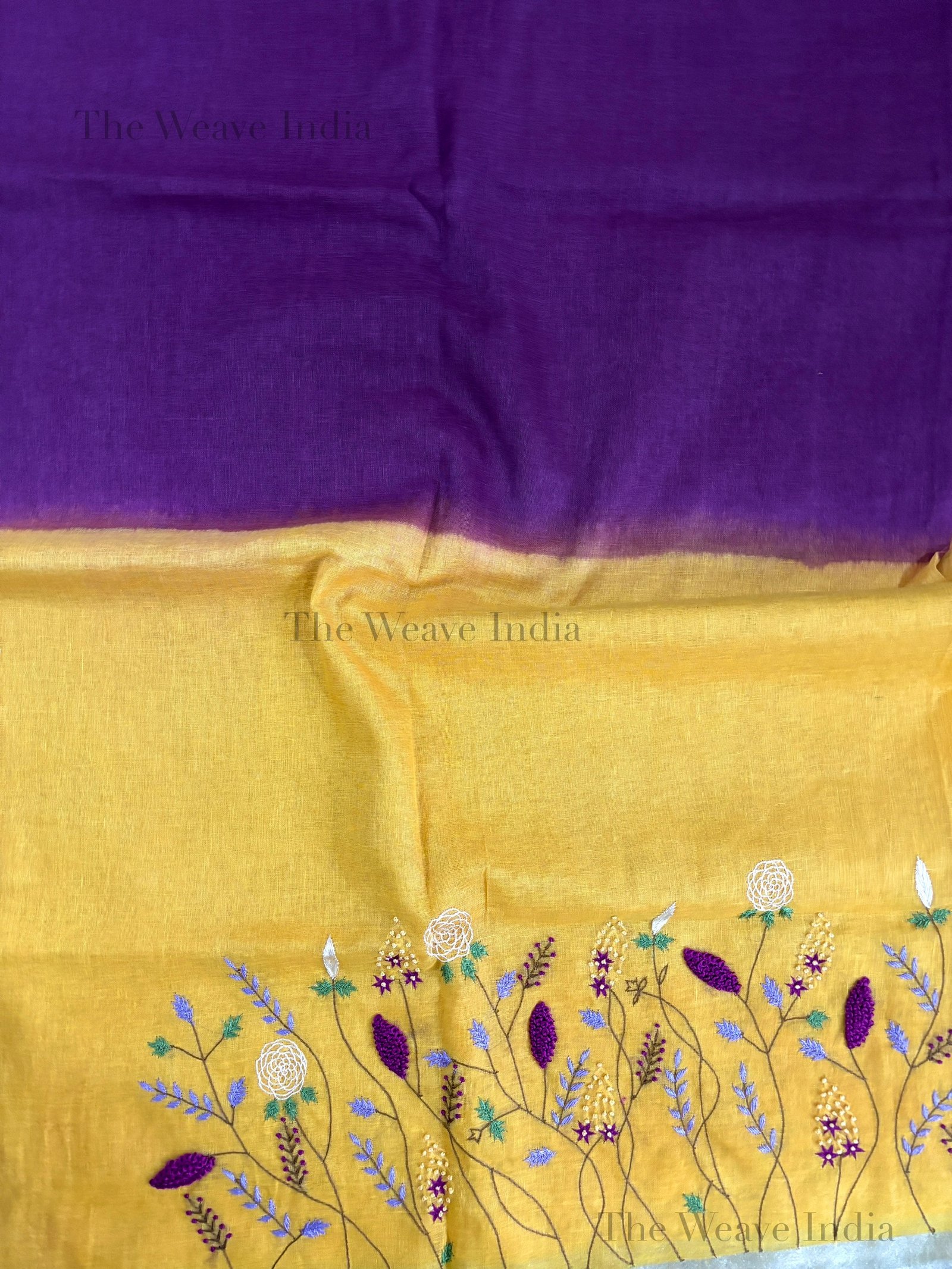 Marigold Magenta Linen Saree