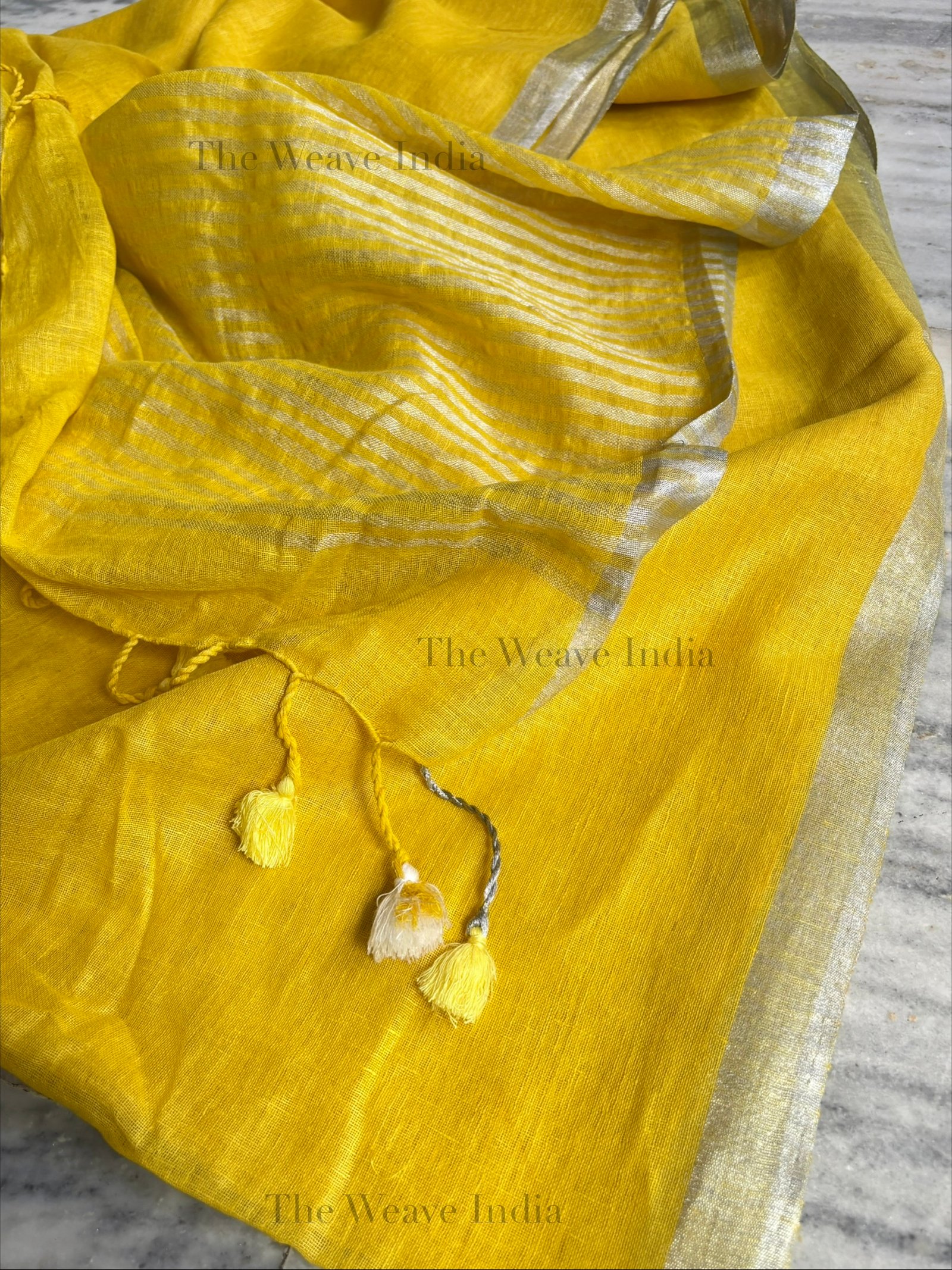 Sunshine Plan Pure Linen Saree