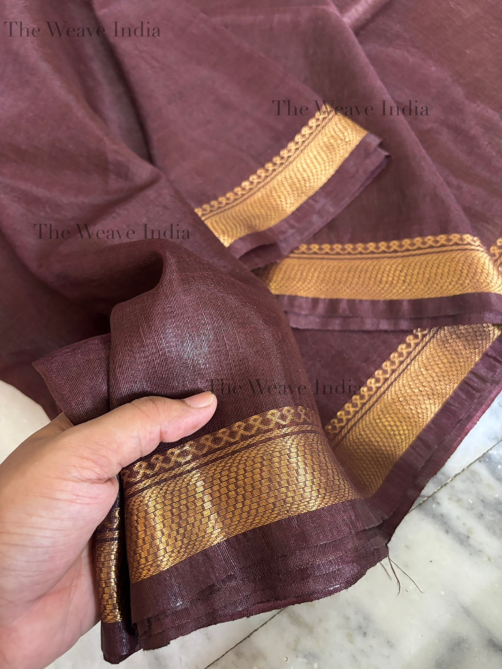 Coffee Shade Pure Linen Silk Saree