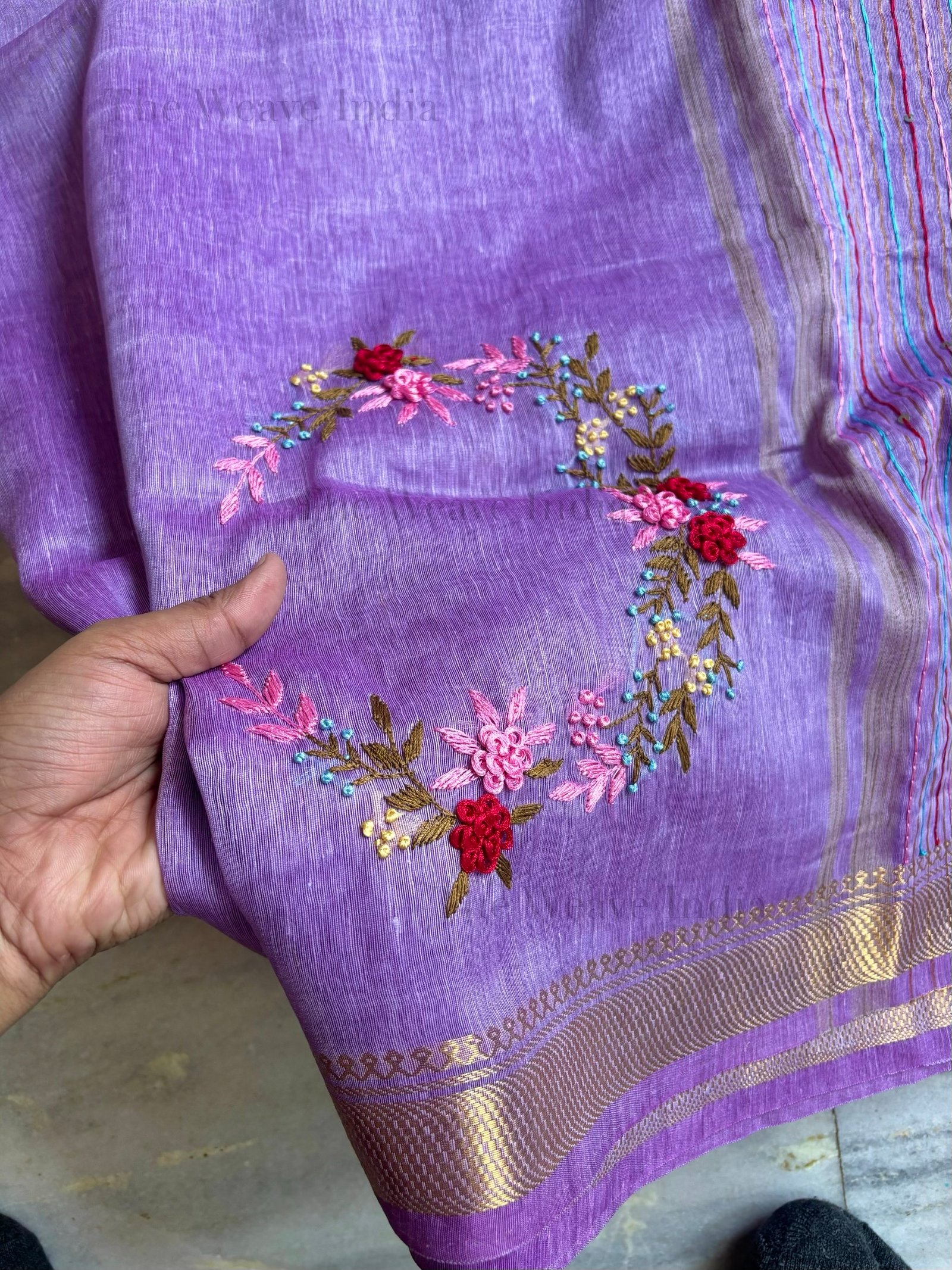 Lavender Mist Linen Silk Saree