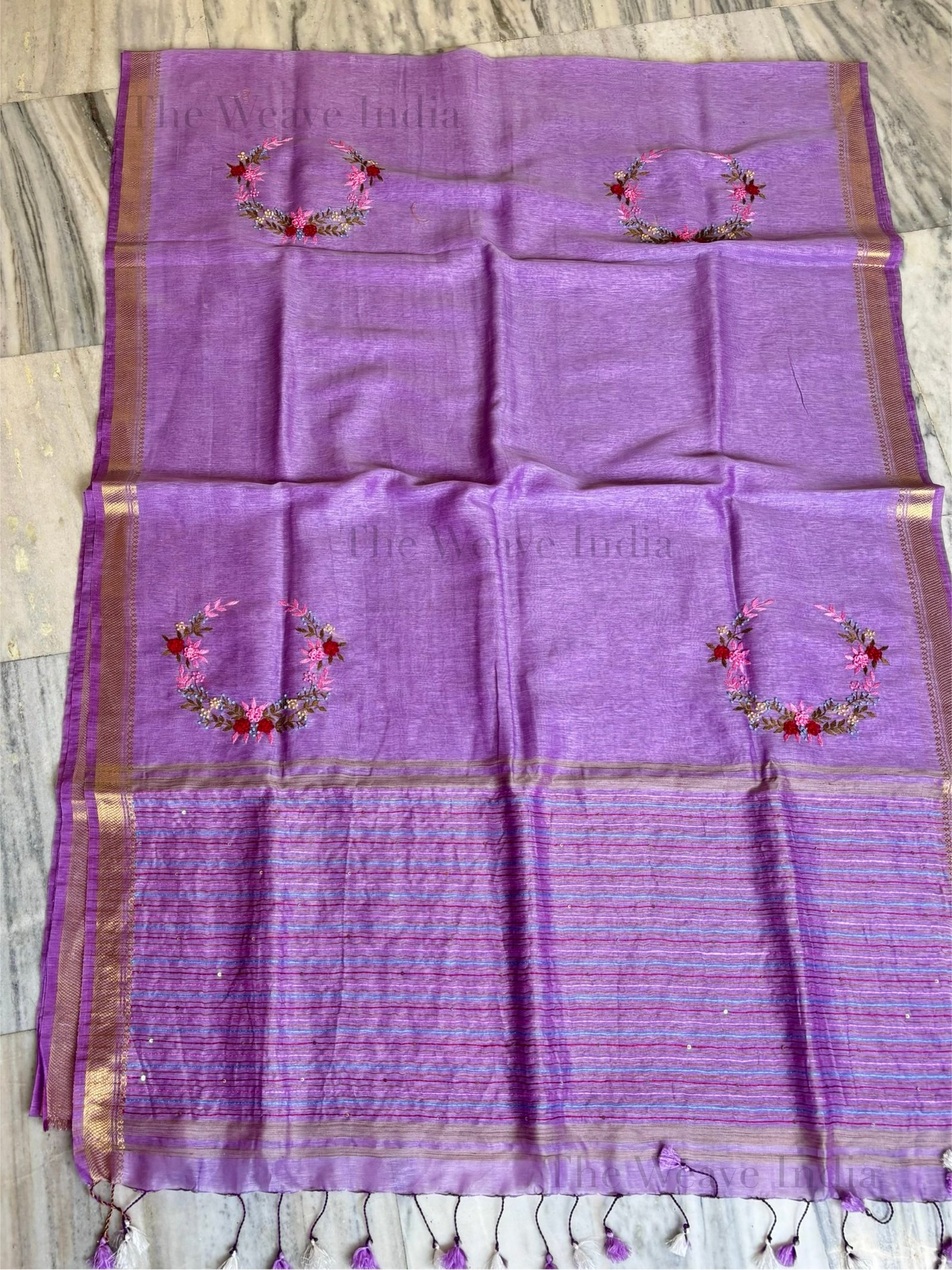 Lavender Mist Linen Silk Saree - Image 2