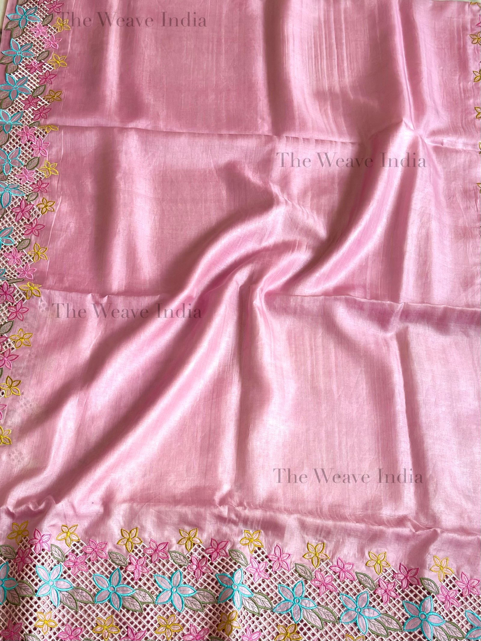 Petal Rose- Tussar Cutwork Saree - Image 2