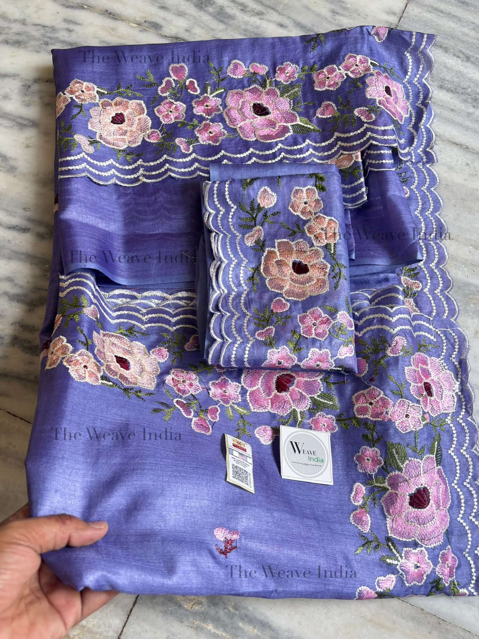 Lavender Flora Pure Tussar Silk Saree