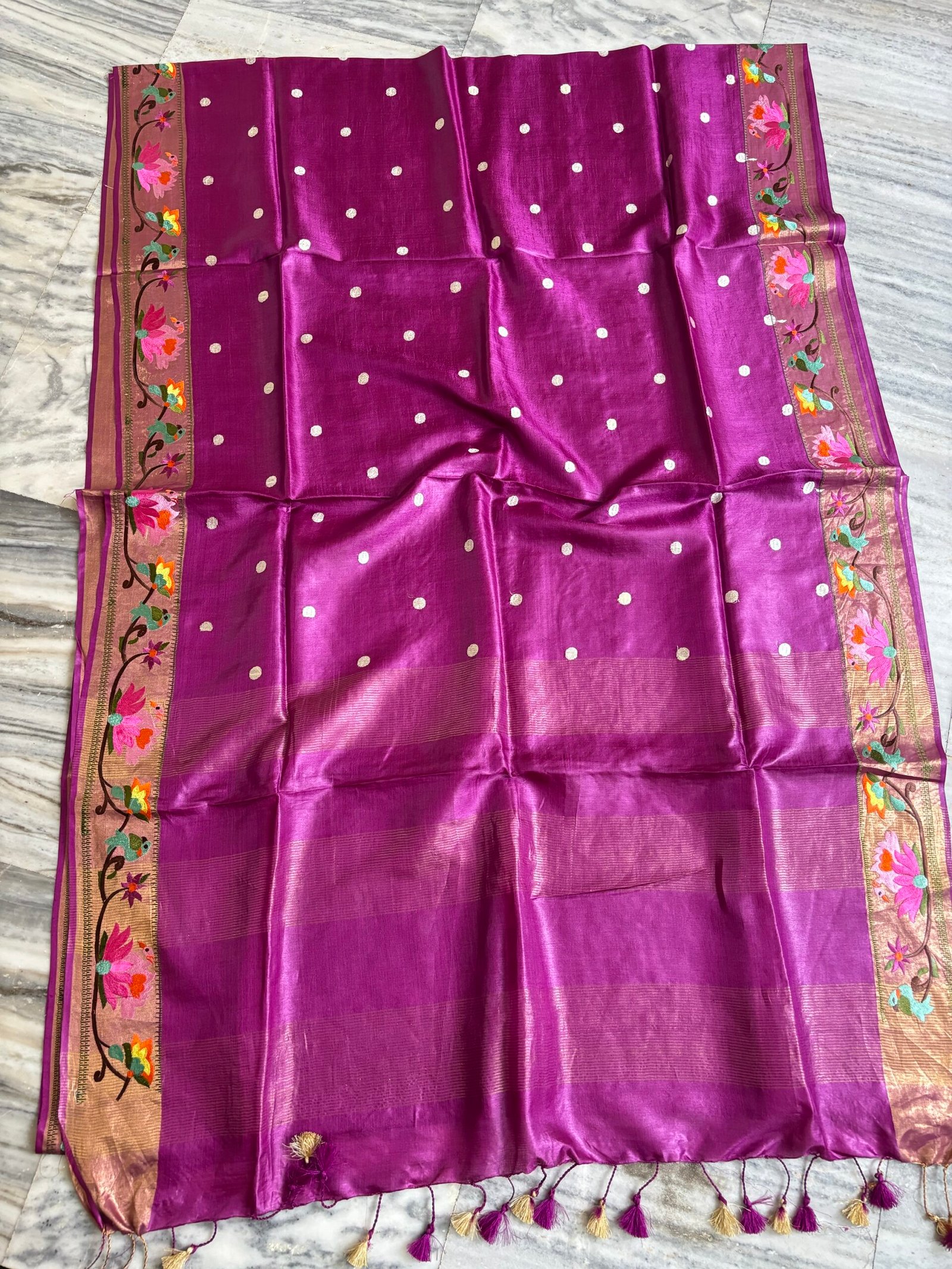 Magenta Royale- Pure Tussar Paithani Silkmark Saree